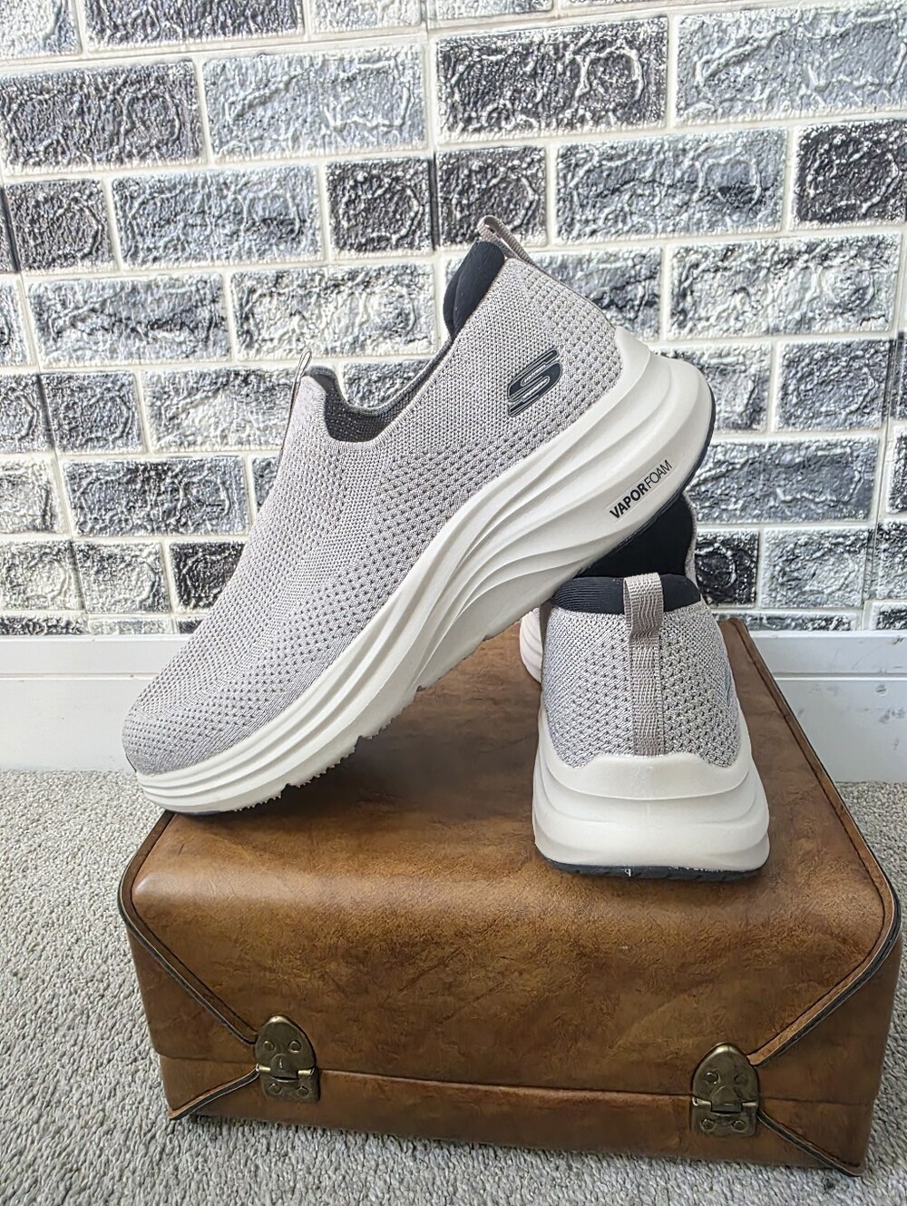 Skechers Men's Light Gray Slip-On Athletic Sneakers Size 14
